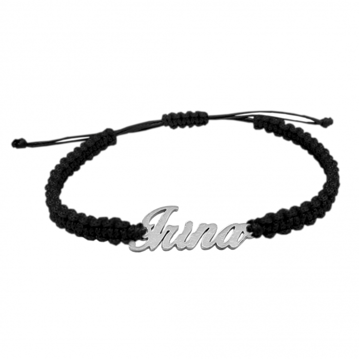 Bratara snur negru impletit manual personalizata nume Irina argint 9452100 Dras [1]