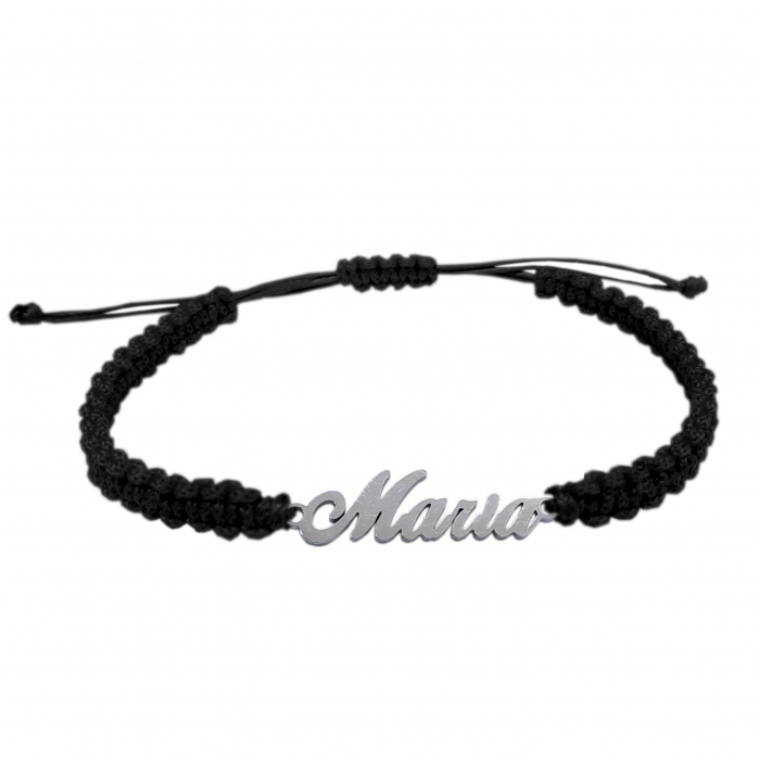 Bratara snur negru impletit manual personalizata nume Maria argint 9436100 Dras [1]