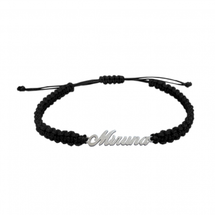 Bratara snur negru impletit manual personalizata nume Miruna argint 9465100 Dras [1]