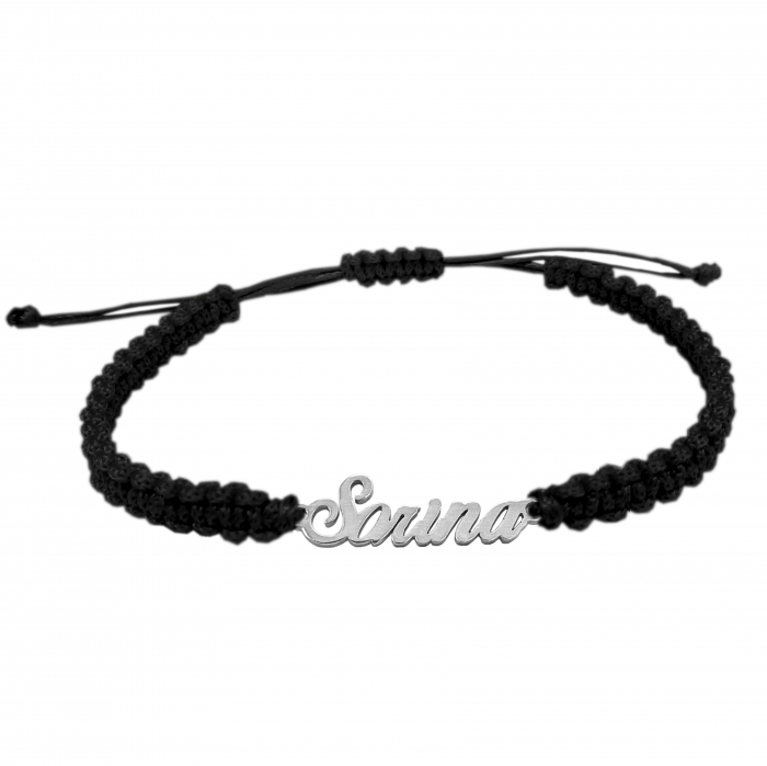 Bratara snur negru impletit manual personalizata nume Sorina argint 9458100 Dras [1]