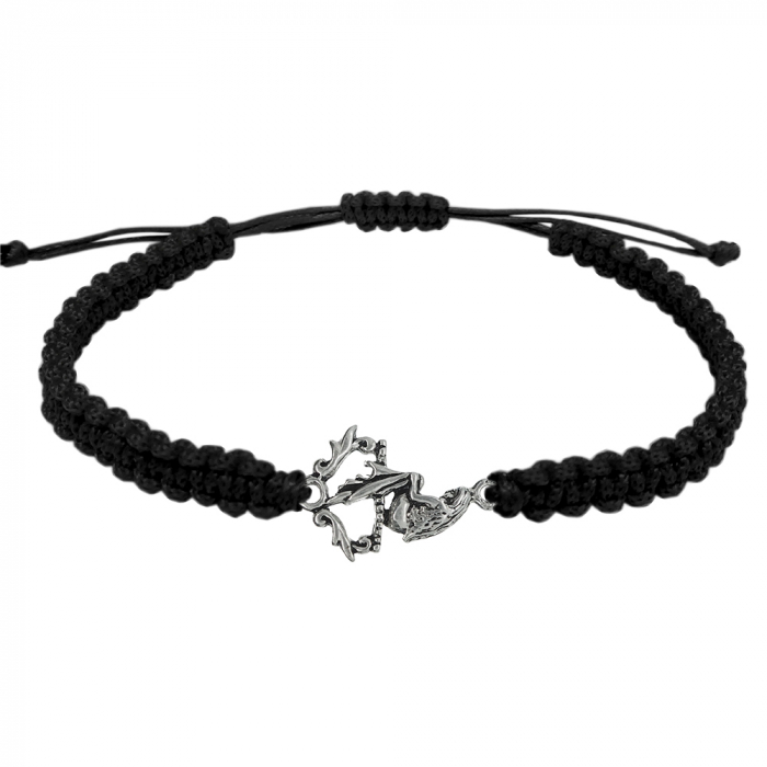 Bratara snur negru impletit manual personalizata Sirena argint 6996260 Dras [1]