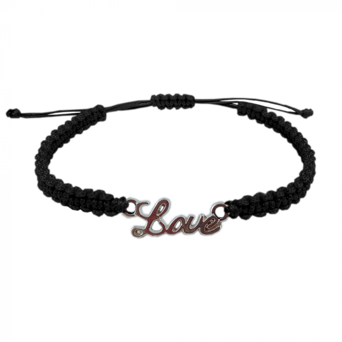 Bratara snur negru impletit manual personalizata text LOVE argint 9280175 Dras [1]