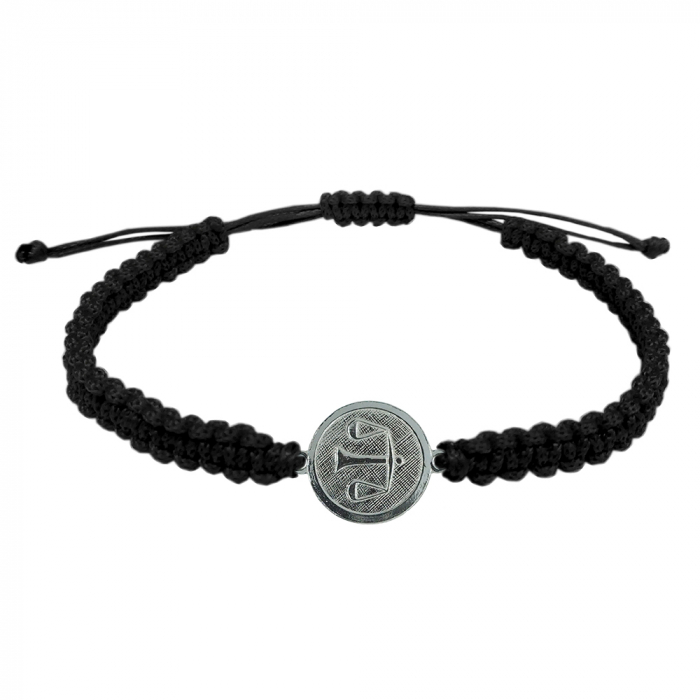 Bratara snur negru impletit manual personalizata zodie Balanta zodiac european argint 4201200 Dras [1]