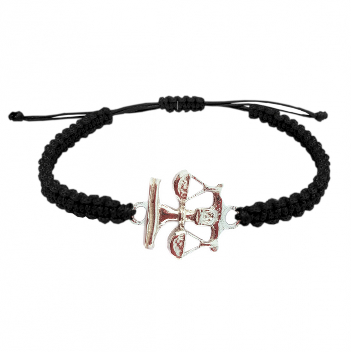 Bratara snur negru impletit manual personalizata zodie Balanta zodiac european argint 9243115 Dras [1]