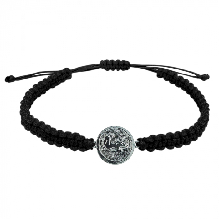 Bratara snur negru impletit manual personalizata zodie Fecioara zodiac european argint 4201200 Dras [1]