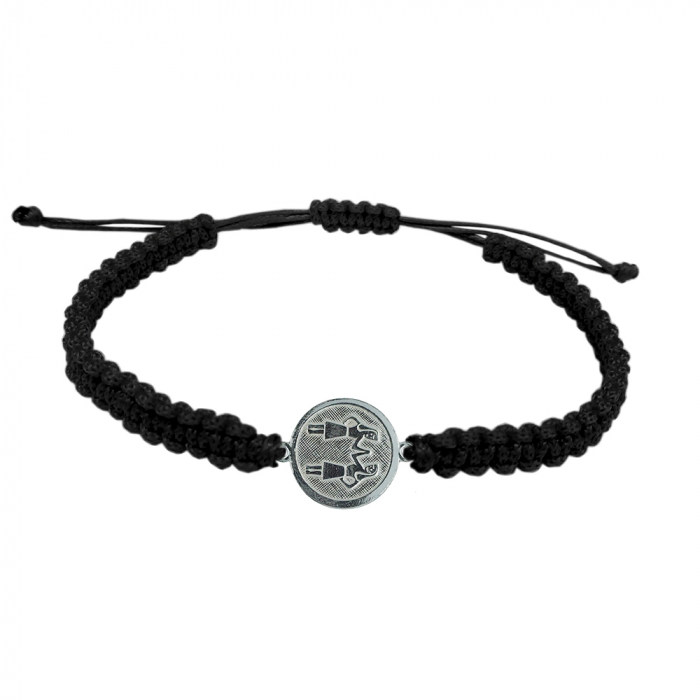 Bratara snur negru impletit manual personalizata zodie Gemeni zodiac european argint 4201200 Dras [1]
