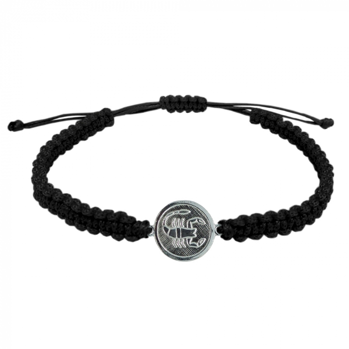 Bratara snur negru impletit manual personalizata zodie Scorpion zodiac european argint 4201200 Dras [1]