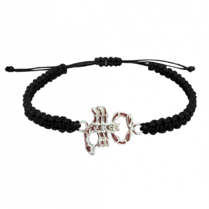 Bratara snur negru impletit manual personalizata zodie Scorpion zodiac european argint 9244135 Dras [1]