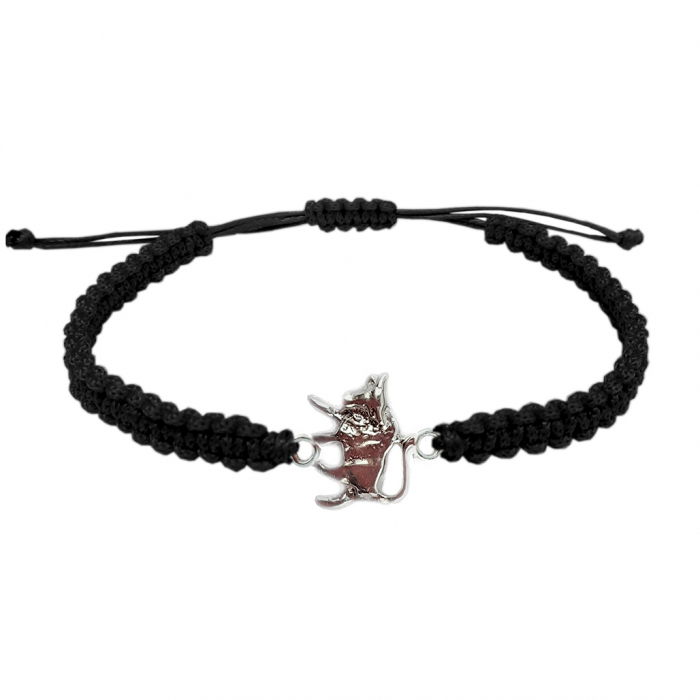 Bratara snur negru impletit manual personalizata zodie Taur zodiac european argint 9237125 Dras [1]