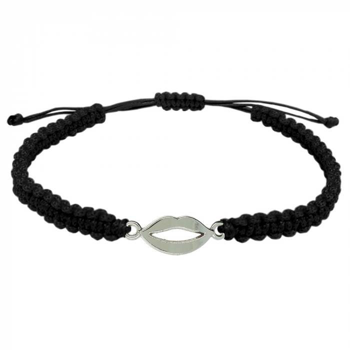 Bratara snur negru impletita manual personalizata Buze argint 10058180 Dras [1]