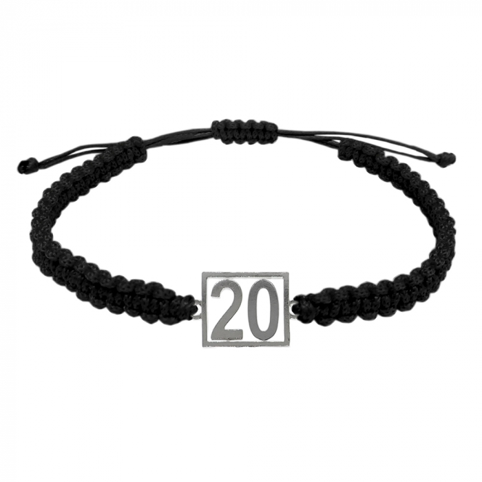 Bratara snur negru impletita manual personalizata Cifra 20 argint numar norocos cifre aniversare 10252_0260 Dras [1]