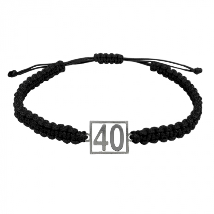 Bratara snur negru impletita manual personalizata Cifra 40 argint numar norocos cifre aniversare 10254_0260 Dras [1]