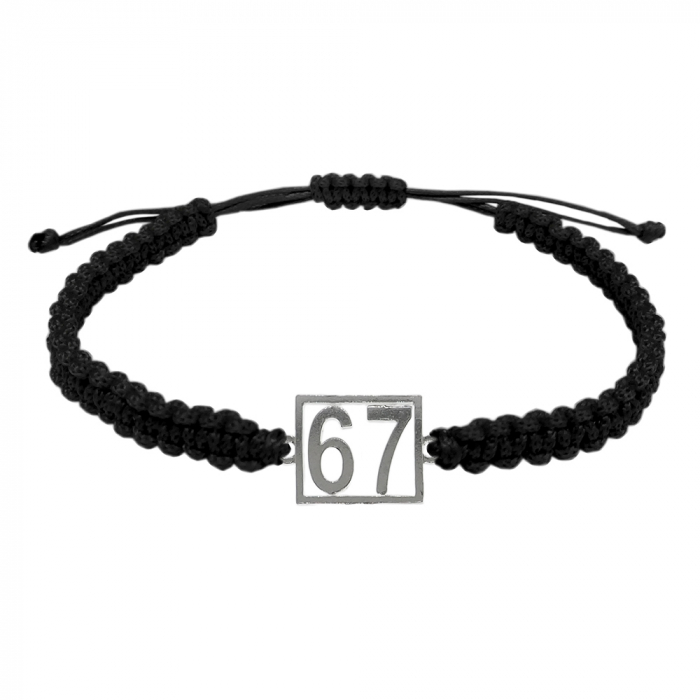 Bratara snur negru impletita manual personalizata Cifra 67 argint numar norocos cifre aniversare 10256_7260 Dras [1]