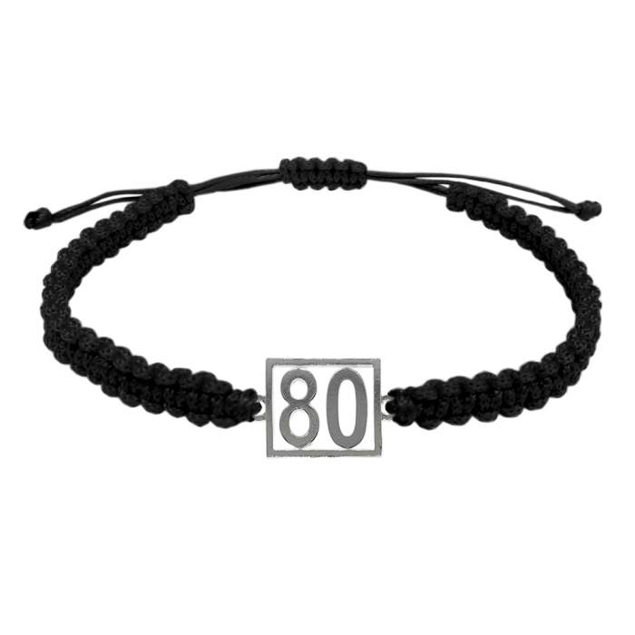 Bratara snur negru impletita manual personalizata Cifra 80 argint numar norocos cifre aniversare 10248_0260 Dras [1]