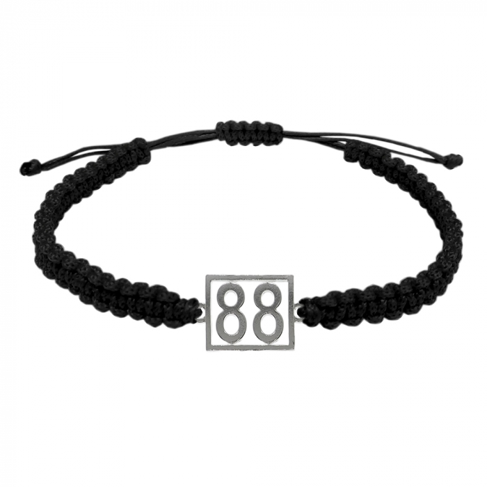 Bratara snur negru impletita manual personalizata Cifra 88 argint numar norocos cifre aniversare 10248_8260 Dras [1]