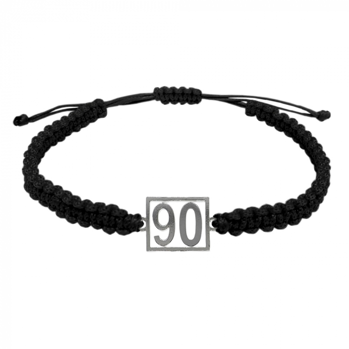 Bratara snur negru impletita manual personalizata Cifra 90 argint numar norocos cifre aniversare 10249_0260 Dras [1]