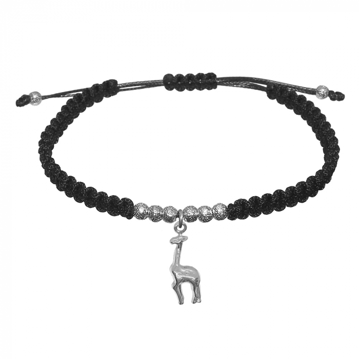 Bratara snur negru impletita manual personalizata Girafa argint 9714270 Dras [1]