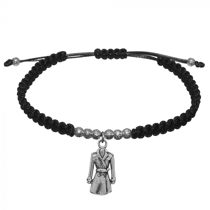 Bratara snur negru impletita manual personalizata Haina margele argint 10141410 Dras [1]