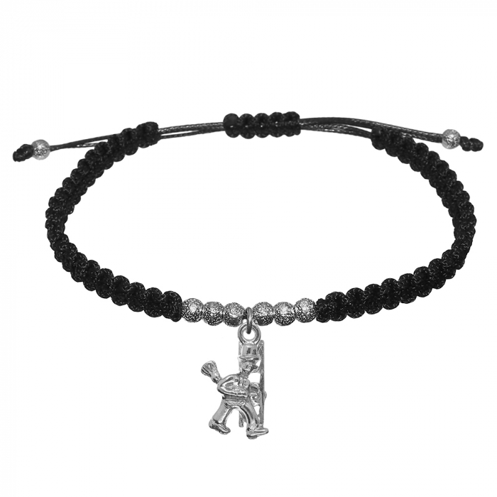 Bratara snur negru impletita manual personalizata Hornar - cosar margele argint 10156390 Dras [1]