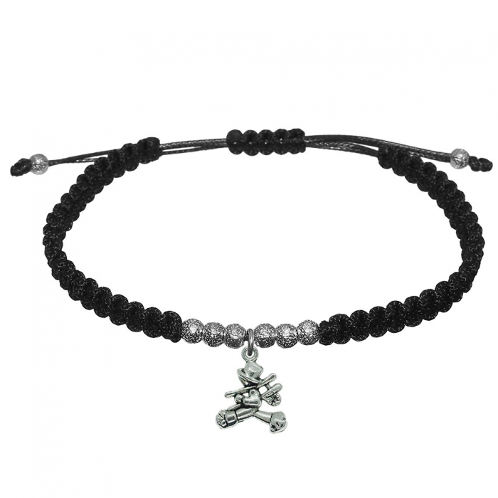 Bratara snur negru impletita manual personalizata Hornar - cosar margele argint 10173260 Dras [1]