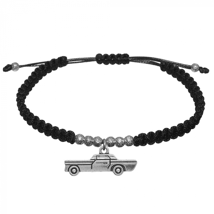 Bratara snur negru impletita manual personalizata Masina margele argint 10139330 Dras [1]