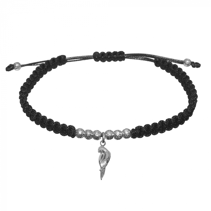Bratara snur negru impletita manual personalizata Papagal argint 9691280 Dras [1]