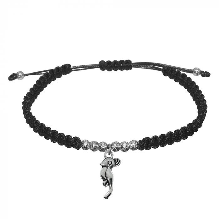 Bratara snur negru impletita manual personalizata Papagal argint 9717390 Dras [1]