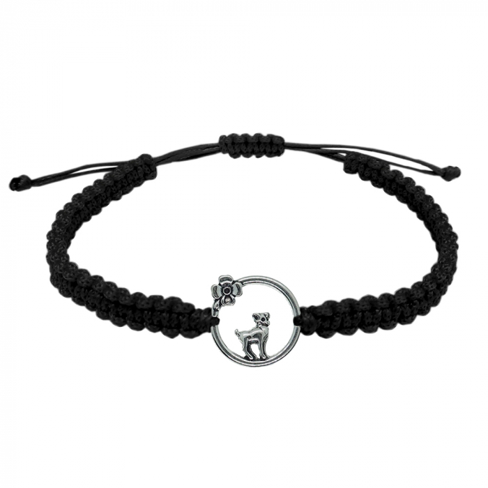 Bratara snur negru impletita manual personalizata zodie Berbec argint zodiac european 10144240 Dras [1]