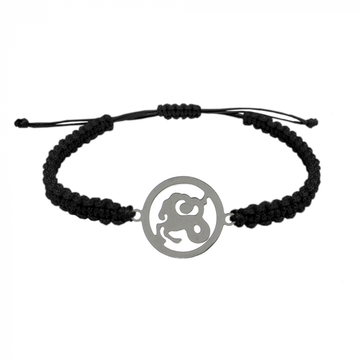Bratara snur negru impletita manual personalizata zodie Capricorn argint zodiac european 9770160 Dras [1]