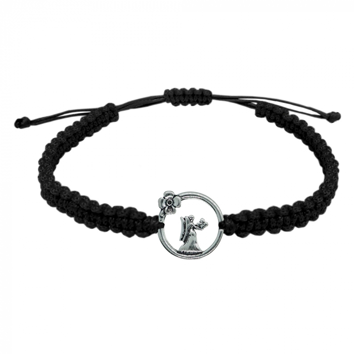 Bratara snur negru impletita manual personalizata zodie Fecioara argint zodiac european 10149240 Dras [1]
