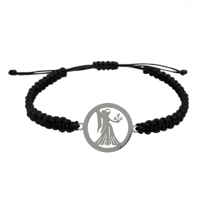 Bratara snur negru impletita manual personalizata zodie Fecioara argint zodiac european 9779160 Dras [1]