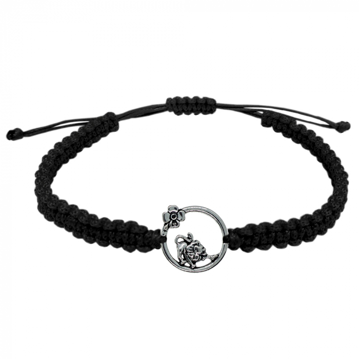 Bratara snur negru impletita manual personalizata zodie Leu argint zodiac european 10148240 Dras [1]
