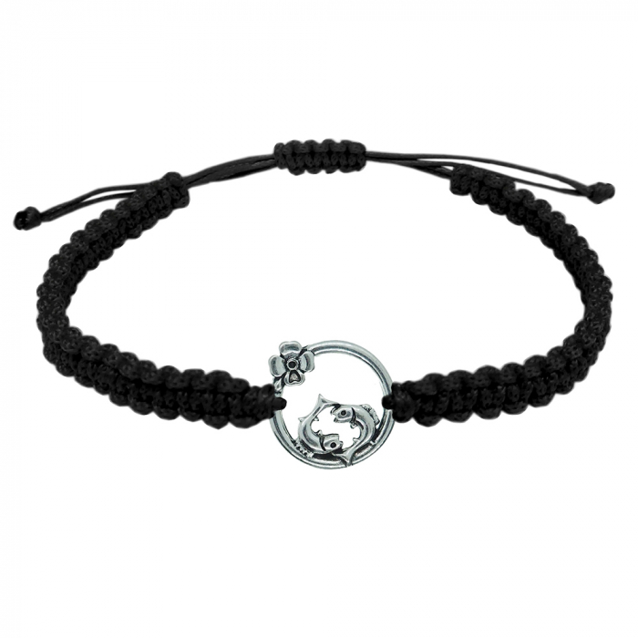 Bratara snur negru impletita manual personalizata zodie Pesti argint zodiac european 10155240 Dras [1]