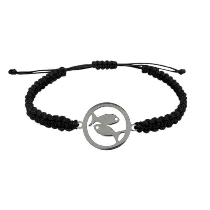Bratara snur negru impletita manual personalizata zodie Pesti argint zodiac european 9773160 Dras [1]