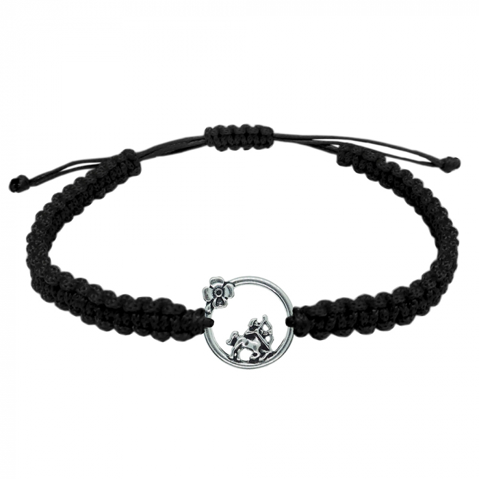 Bratara snur negru impletita manual personalizata zodie Sagetator argint zodiac european 10153240 Dras [1]