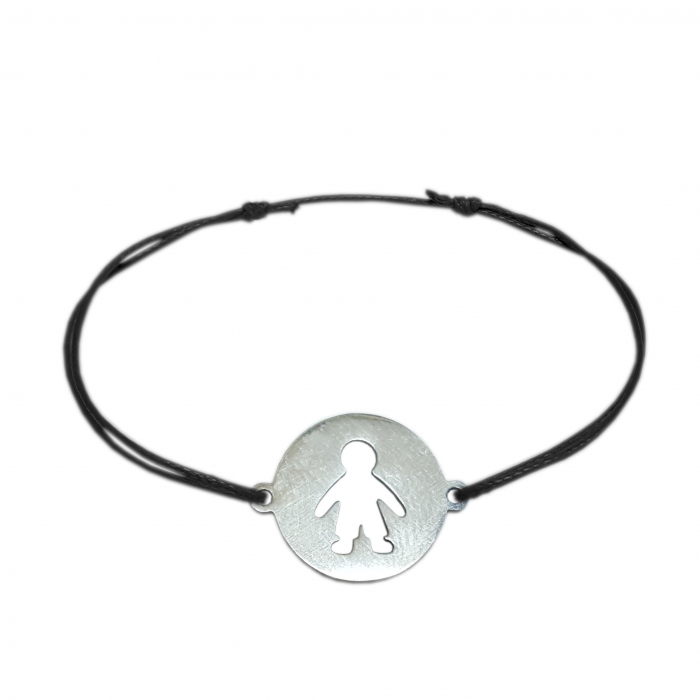 Bratara snur negru personalizata banut decupat argint Copilul 9411140 Dras [1]