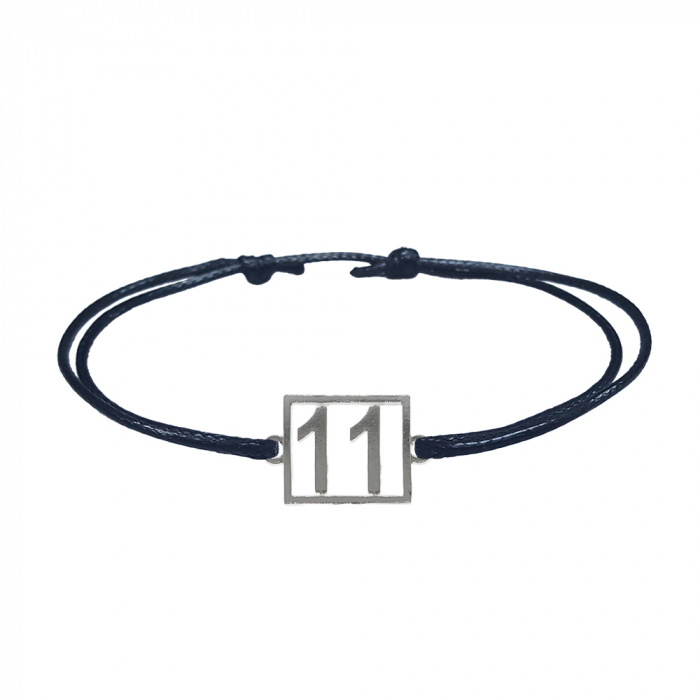 Bratara snur negru personalizata Cifra 11 argint numar norocos cifre aniversare 10251_1260 Dras [1]