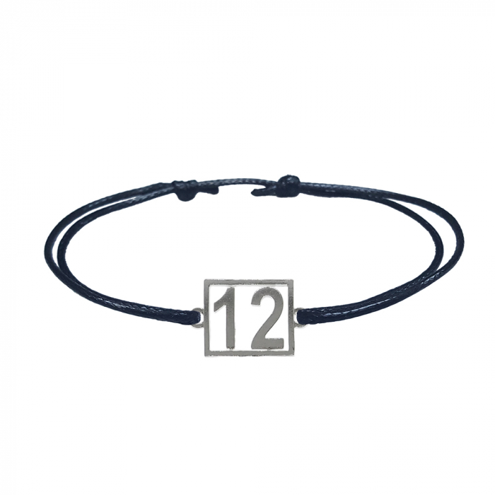 Bratara snur negru personalizata Cifra 12 argint numar norocos cifre aniversare 10251_2260 Dras [1]