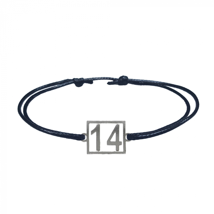 Bratara snur negru personalizata Cifra 14 argint numar norocos cifre aniversare 10251_4260 Dras [1]