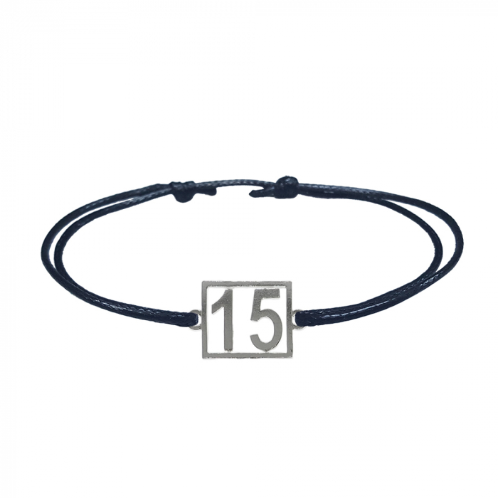 Bratara snur negru personalizata Cifra 15 argint numar norocos cifre aniversare 10251_5260 Dras [1]