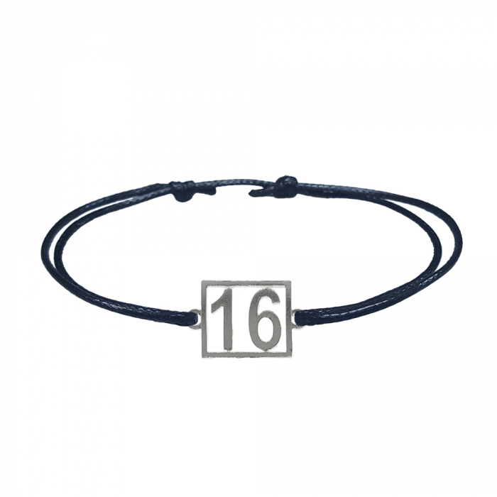 Bratara snur negru personalizata Cifra 16 argint numar norocos cifre aniversare 10251_6260 Dras [1]