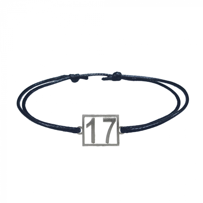 Bratara snur negru personalizata Cifra 17 argint numar norocos cifre aniversare 10251_7260 Dras [1]