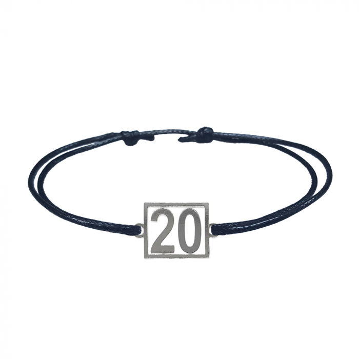 Bratara snur negru personalizata Cifra 20 argint numar norocos cifre aniversare 10252_0260 Dras [1]