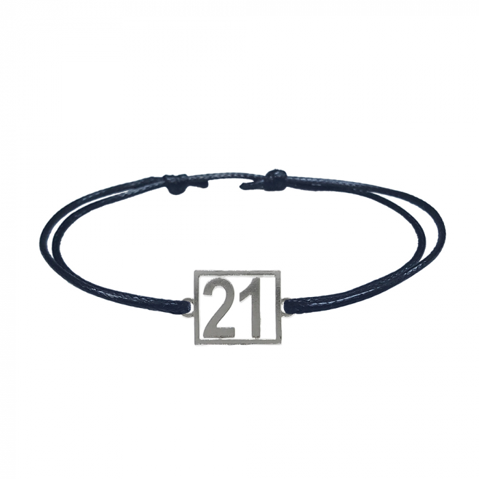 Bratara snur negru personalizata Cifra 21 argint numar norocos cifre aniversare 10252_1260 Dras [1]