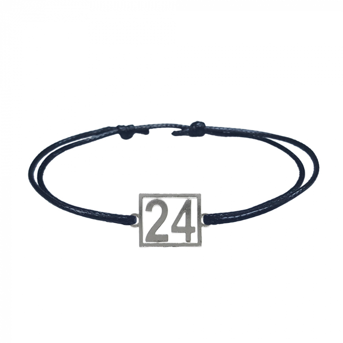 Bratara snur negru personalizata Cifra 24 argint numar norocos cifre aniversare 10252_4260 Dras [1]