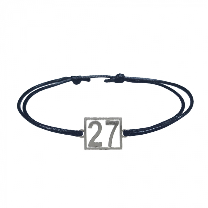 Bratara snur negru personalizata Cifra 27 argint numar norocos cifre aniversare 10252_7260 Dras [1]