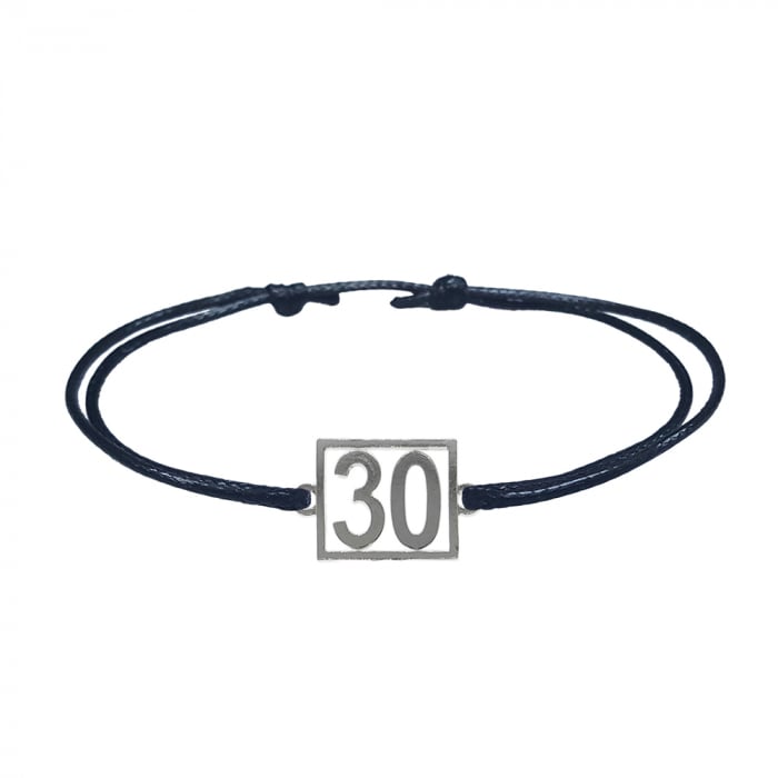 Bratara snur negru personalizata Cifra 30 argint numar norocos cifre aniversare 10253_0260 Dras [1]