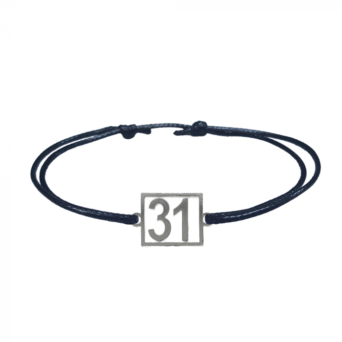 Bratara snur negru personalizata Cifra 31 argint numar norocos cifre aniversare 10253_1260 Dras [1]