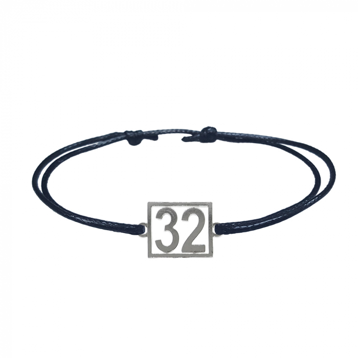 Bratara snur negru personalizata Cifra 32 argint numar norocos cifre aniversare 10253_2260 Dras [1]