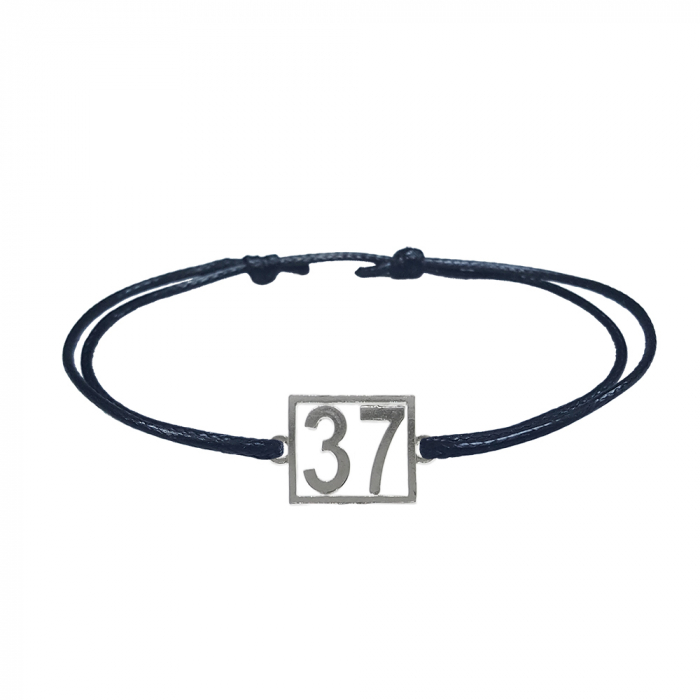 Bratara snur negru personalizata Cifra 37 argint numar norocos cifre aniversare 10253_7260 Dras [1]